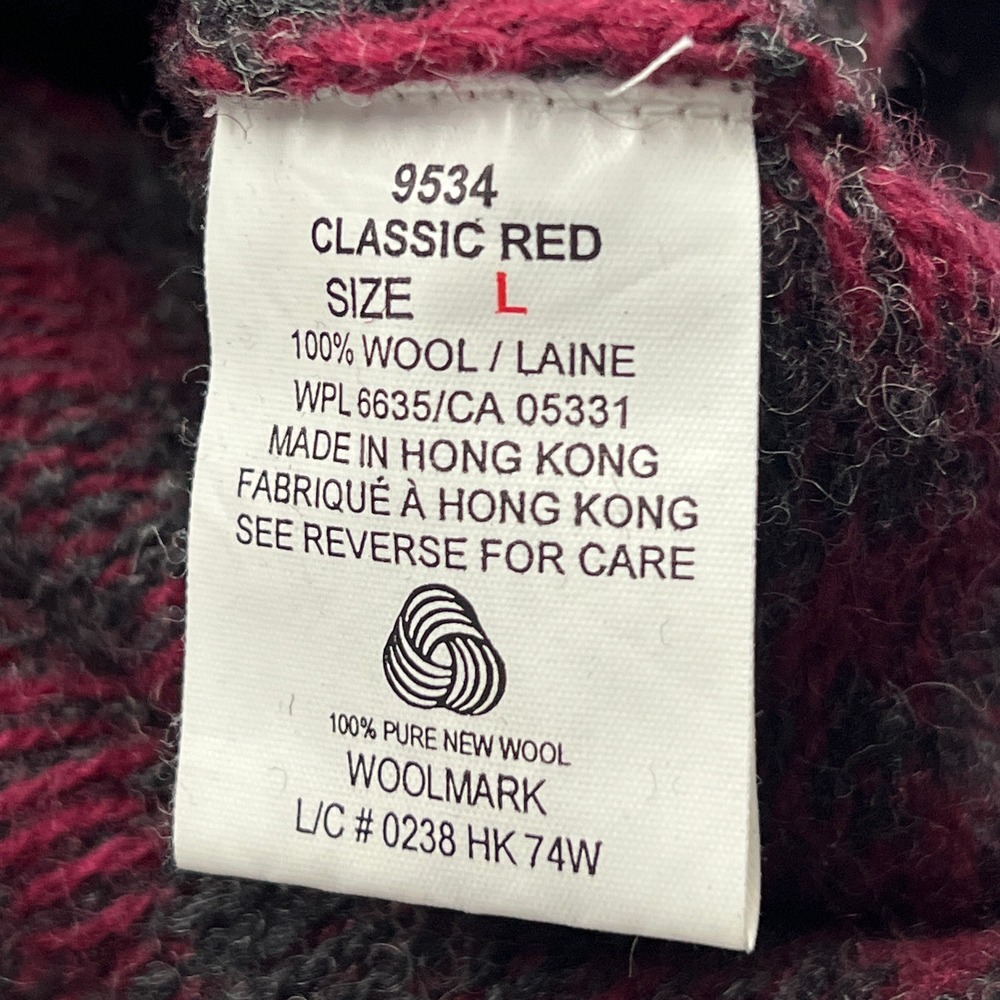 Woolrich Cardigan Women's Large Red Plaid 100% Wool Shaggy Button Front Sweater - Picture 6 of 10